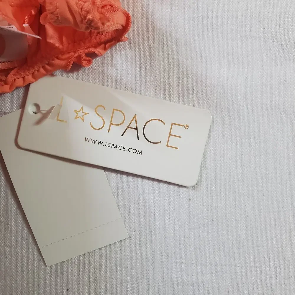L*Space Monica Wise Strappy Bikini Bottom Coral Orange Swimsuit Size Small S NWT